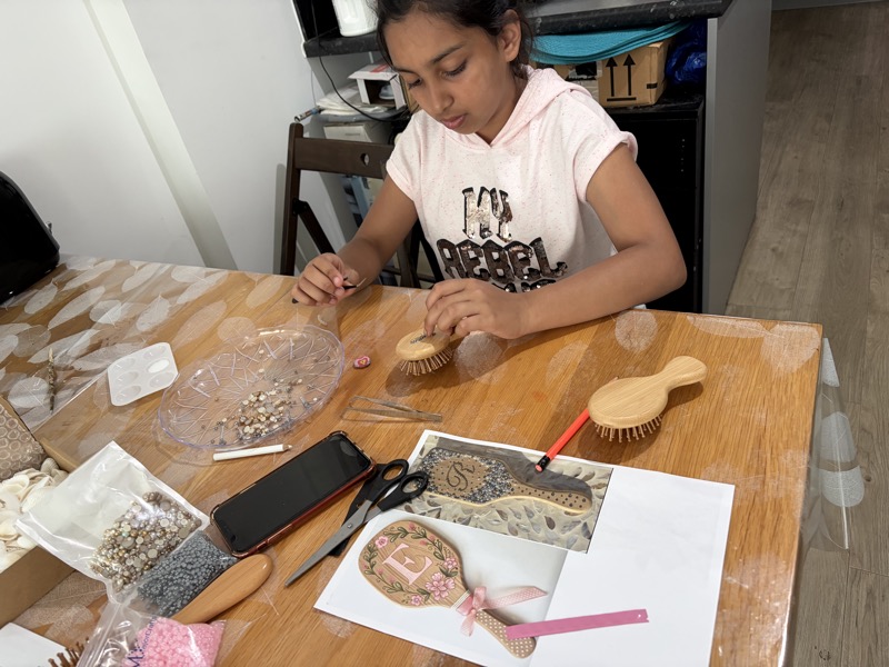 Sheree designing her combs